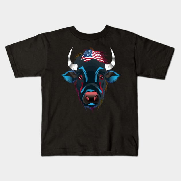 Patriotic Water Buffalo Kids T-Shirt by JH Mart